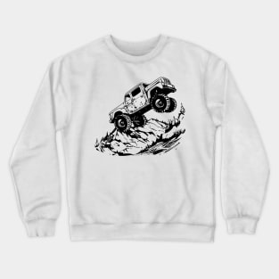 Modern Black and White Pickup Truck Print Crewneck Sweatshirt